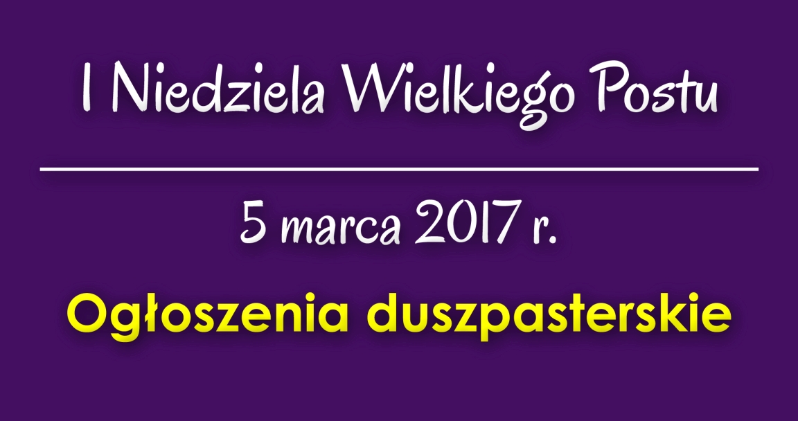 Ogłoszenia parafialne - 5 III 2017