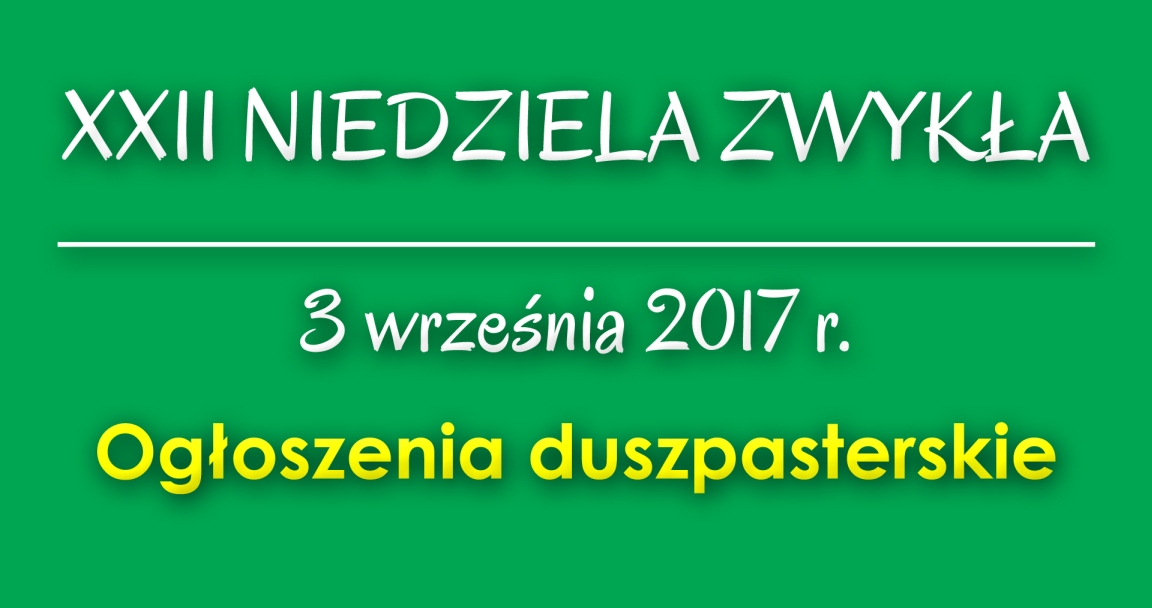 Ogłoszenia parafialne - 3 IX 2017