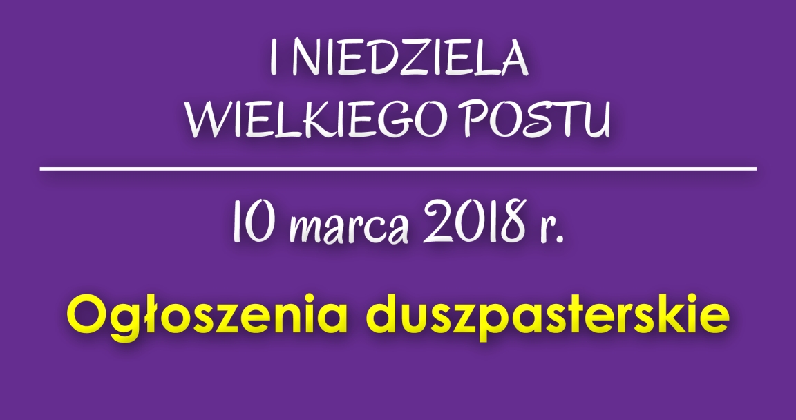 Ogłoszenia parafialne - 10 III 2019