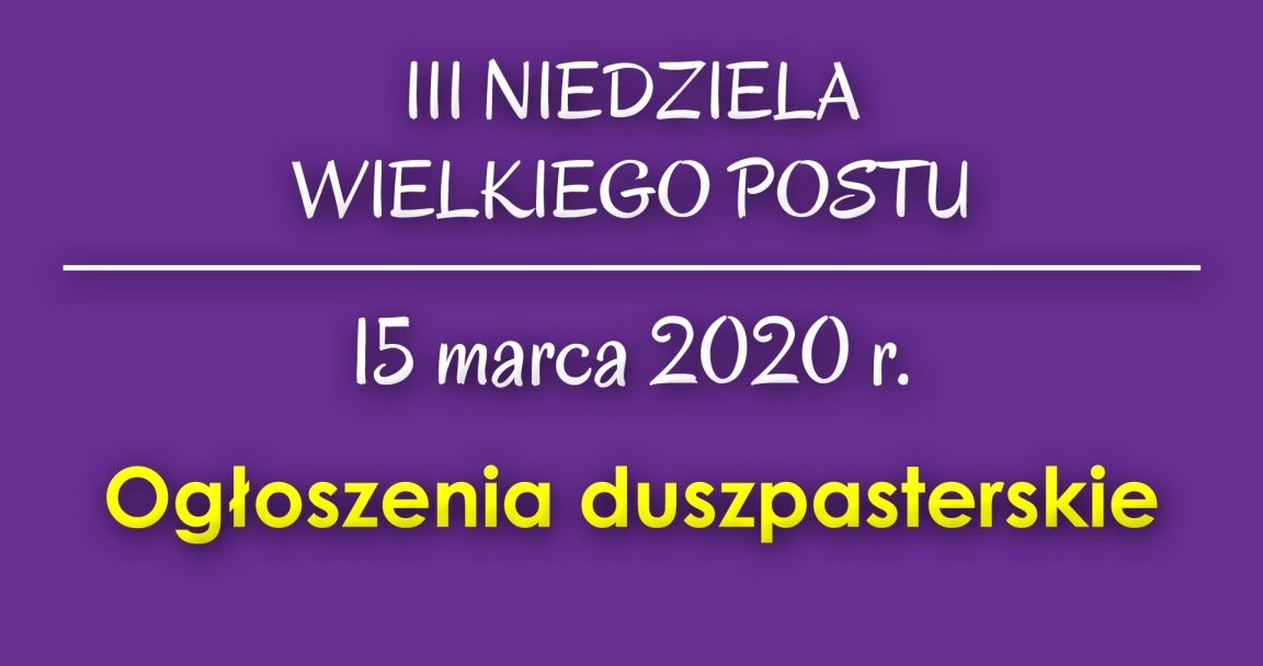 Ogłoszenia parafialne _ 15 III 2020